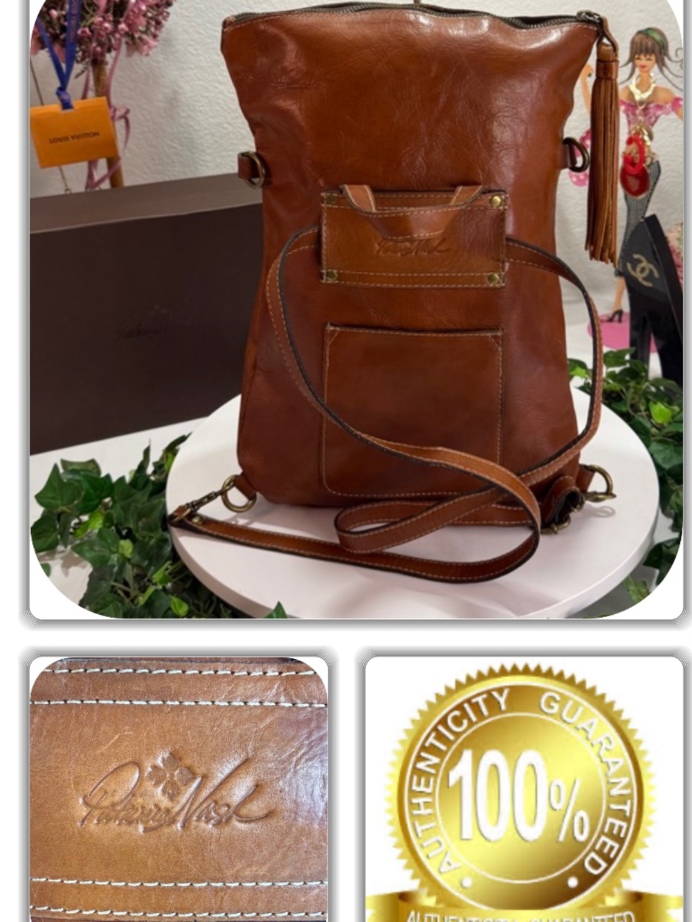 ECLECTIC PATRICIA NASH TASSEL RARE BROWN LEATHER 2-WAY BACKPACK BAG!